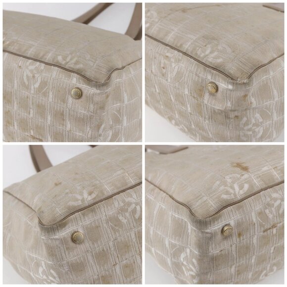 CHANEL New Travel Line Tote Bag Nylon Beige Gold CC Auth ti3466 - Picture 15 of 16